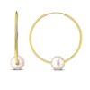 14k Yellow Gold Round Endless Pearl Earring(1x25mm)