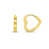 14k Yellow Gold Heart Huggie Hoops