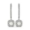Cushion Shape Halo Style Diamond Drop Earrings in 14k White Gold (1/2 cttw)