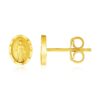 14k Yellow Gold Oval Virgin Mary Earring