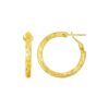 14k Yellow Gold Petite Twisted Round Hoop Earrings(3x15mm)