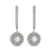 14k White Gold Double Halo Round Diamond Drop Earrings (1 cttw)