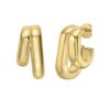 Sterling Silver Yellow Gold Plated Double Row Big and Small Hoop Earrings