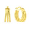 14K Yellow Gold Large Triple Row Hoop Earrings (15.00 mm)