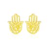 14k Yellow Gold Polished Hand of Hamsa Post Earrings