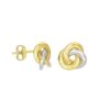 14k Two-Tone Gold Shiny Intertwined Open Circle Earrings