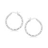 Sterling Silver Rhodium Plated Weave Like Hoop Style Earrings(2x20mm)