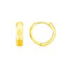 14K Yellow Gold Diamond Motif Faceted Huggie Earrings