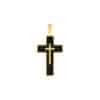 Cross Pendant with Black Enamel in 14k Yellow Gold