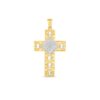 14k Two Tone Gold High Polish Diamond Cut Cross Pendant