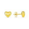 14k Yellow Gold Puffed Heart Shape Shiny Earrings
