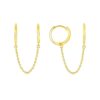14k Yellow Gold Two Hole Huggie Style Hoop Earrings