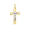 14k Two Tone Gold High Polish Diamond Cut Cross Pendant