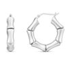 Sterling Silver Rhodium Plated Bold Bamboo Hoop Earrings