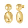 Sterling Silver Rhodium Plated Puffed Oval Double Button Drop Earrings