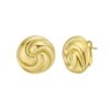 Sterling Silver Yellow Gold Plated Puffed Swirly Knot Stud Earrings