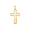 14k Two Tone Gold High Polish Diamond Cut Cross Pendant