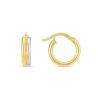 14k Two Tone Gold Double Round Hoops