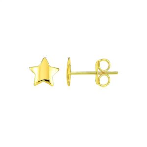 14k Yellow Gold Post Earrings with Stars(6.5mm)