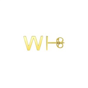 14K Yellow Gold Yours Truly Initial W Stud Earrings