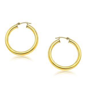 14k Yellow Gold Polished Hoop Earrings (4x30 mm)