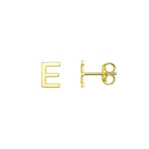14K Yellow Gold Yours Truly Initial E Stud Earrings