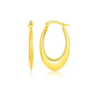 14k Yellow Gold Puffed Graduated Open Oval Earrings