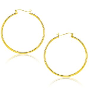 10k Yellow Gold Polished Hoop Earrings (1.5x40mm)