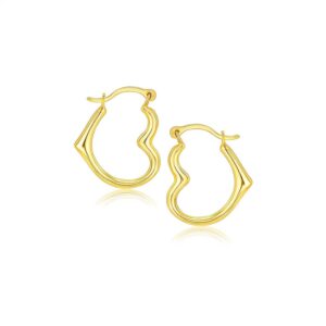 10k Yellow Gold Heart Hoop Earrings