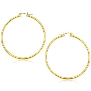 14k Yellow Gold Polished Hoop Earrings (2x55mm)