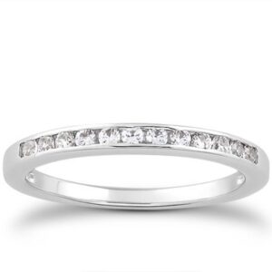 14k White Gold Channel Set Diamond Wedding Ring Band Set 1/3 Around