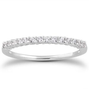 14k White Gold Shared Prong Diamond Wedding Ring Band with Airline Gallery