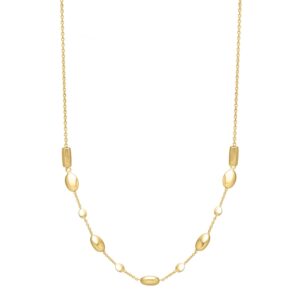 Adjustable Puff Pebble Necklace in 14K Yellow Gold