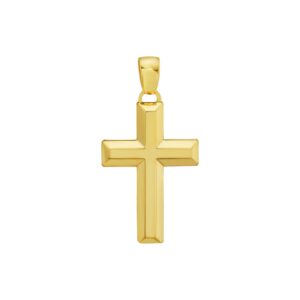 14K Yellow Gold Polished Beveled Cross Pendant