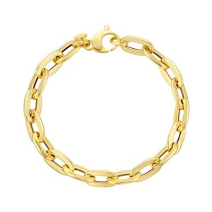 14K Yellow Gold Long Mirror Rolo Link Chain Bracelet (7.30 mm)