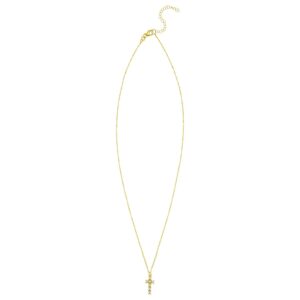 14K Yellow Gold Diamon Oro Cross Necklace