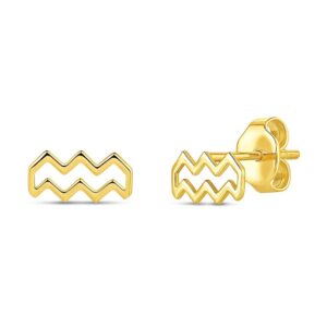 14K Yellow Gold Aquarius Stud Earrings
