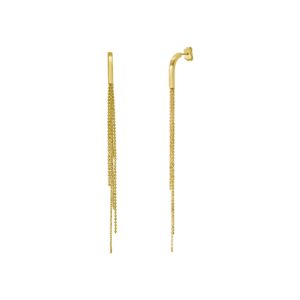 14K Yellow Gold Multi Chain Drop Earrings