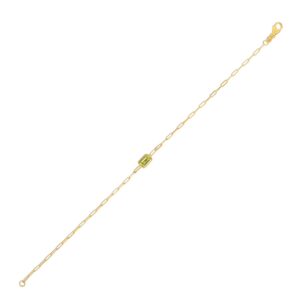 14K Yellow Gold Peridot Paperclip Bracelet (1.50 mm)