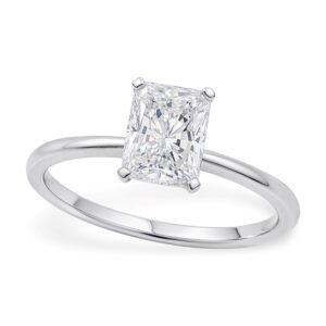 1 1/2 Carat Radiant Lab Grown IGI G/VS1 Diamond Solitaire Ring in 14K White Gold