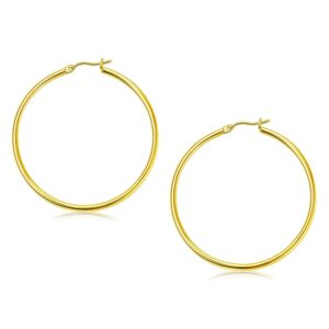 10k Yellow Gold Polished Hoop Earrings (2x45mm)