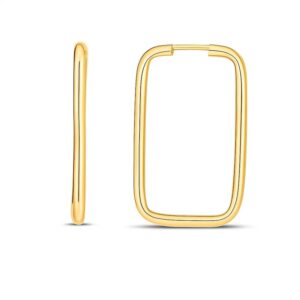 14k Yellow Gold Endless Rectangle Hoops